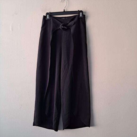 Express Womens Black High Rise Crop Wrap Pants with Tie Belts - Size 0 - Picture 3 of 10